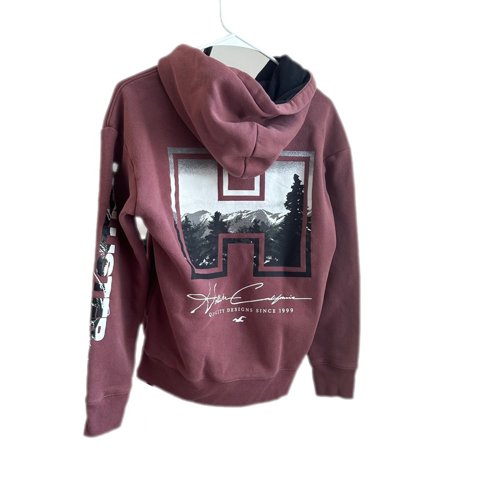 Hollister Hoodie Brown Long Sleeve Hooded Graphic Extra Small Men’s Unisex